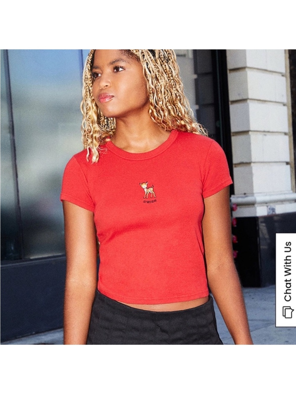 Brandy Melville Deer Red Short-Sleeve Women's Tee